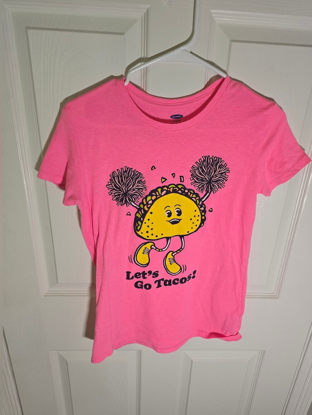 Old Navy Girls Let's Go Tacos Pink Short Sleeve Casual Tee XL